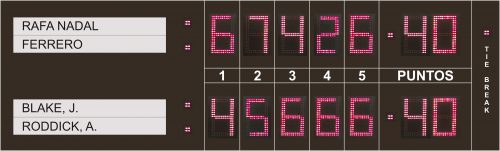 Marcador de tenis de 5 sets